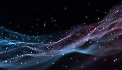 Obraz premium Abstract digital design with glowing particles and flowing forms.