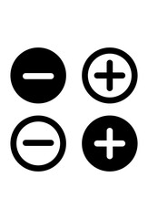 Plus or minus icons for zoom or quantity control