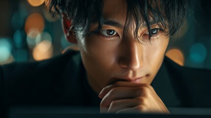 現代のオフィス環境で効率的に働く日本人男性アシスタント