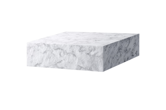 A white marble slab sits on a white background