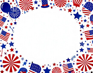 Obraz premium Celebrate America 250: Red White, and Blue Stars on White Background with Copy Space 50