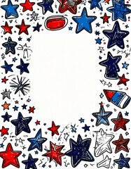 Fototapeta premium Celebrate America 250: Red White, and Blue Stars on White Background with Copy Space 81