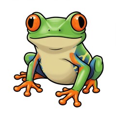 Obraz premium Cute Cartoon Red Eyed Tree Frog Illustration