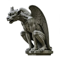 Fototapeta premium Grey Stone Gargoyle Statue with Wings