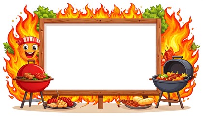 Grilled food frame for menu design high resolution photo