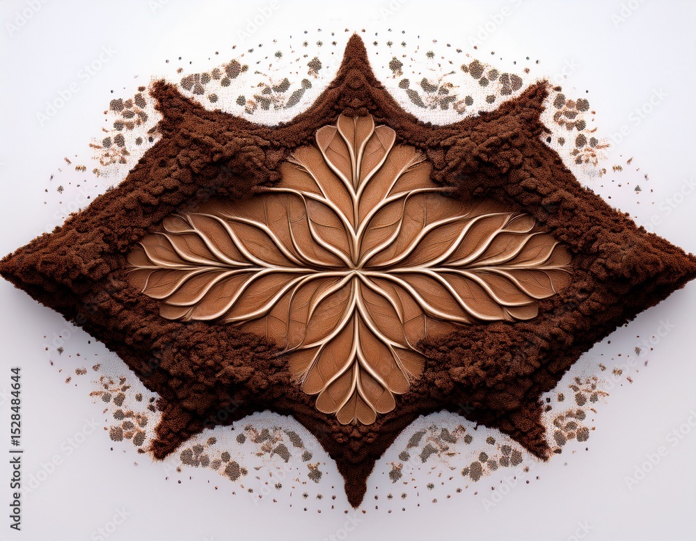 Poster symmetrical soil pattern on white background for design or nature concept