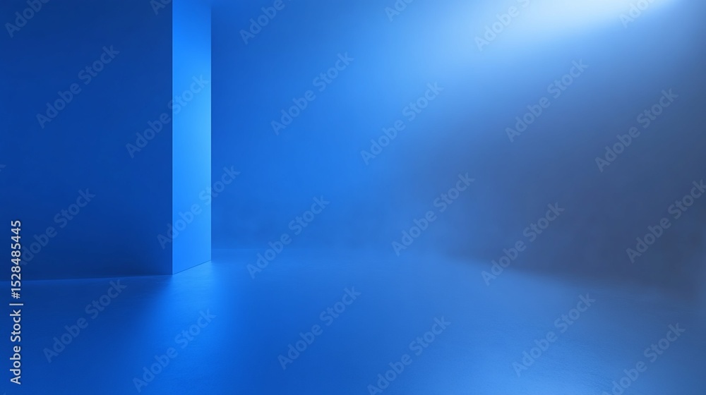 Poster digital rendering: blue room with corner and light source