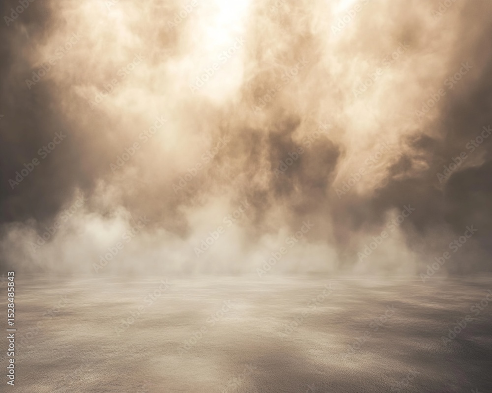 Aufkleber digital rendering of hazy ground plane and ochre clouds