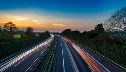 Obraz premium uk england motorway a3 dusk blurry foreground isolated with white highlights
