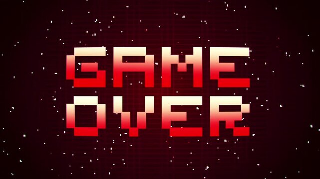Game Over 8-Bit Arcade Computer Game Animation.