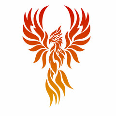 Stylized Phoenix Bird Logo in Fiery Gradient Design