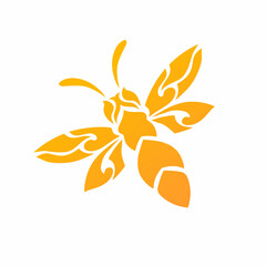Stylized Yellow Bee Vector Logo Design tribal art 