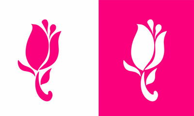 Minimalist Red and White Rose Flower Icon Design