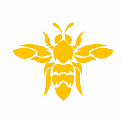 Stylized Yellow Bee Vector Logo Design tribal art 