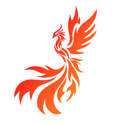 Stylized Phoenix Bird Logo in Fiery Gradient Design