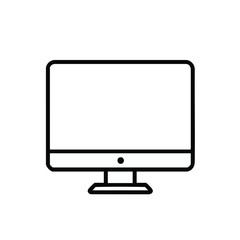 Outline of a computer monitor with a screen stand and power button