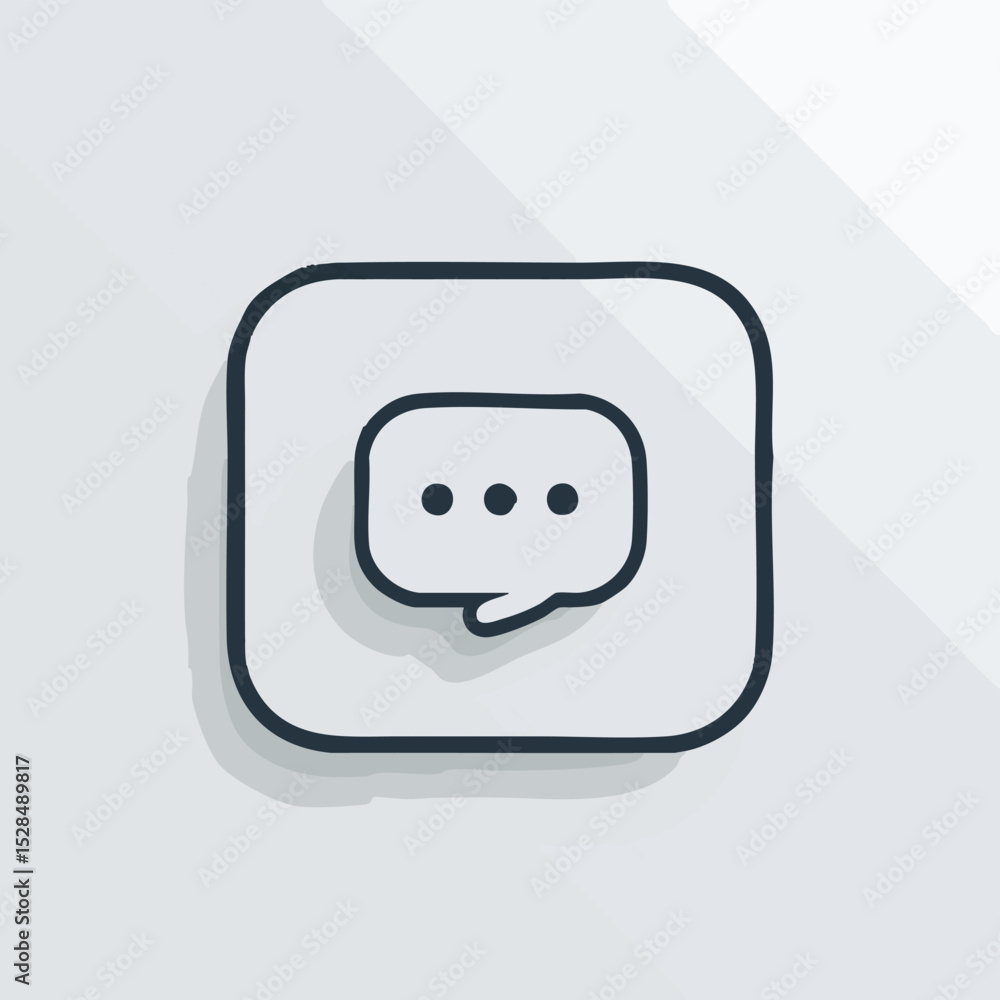 Poster rounded square icon with a chat bubble and three dots inside set against a neutral background