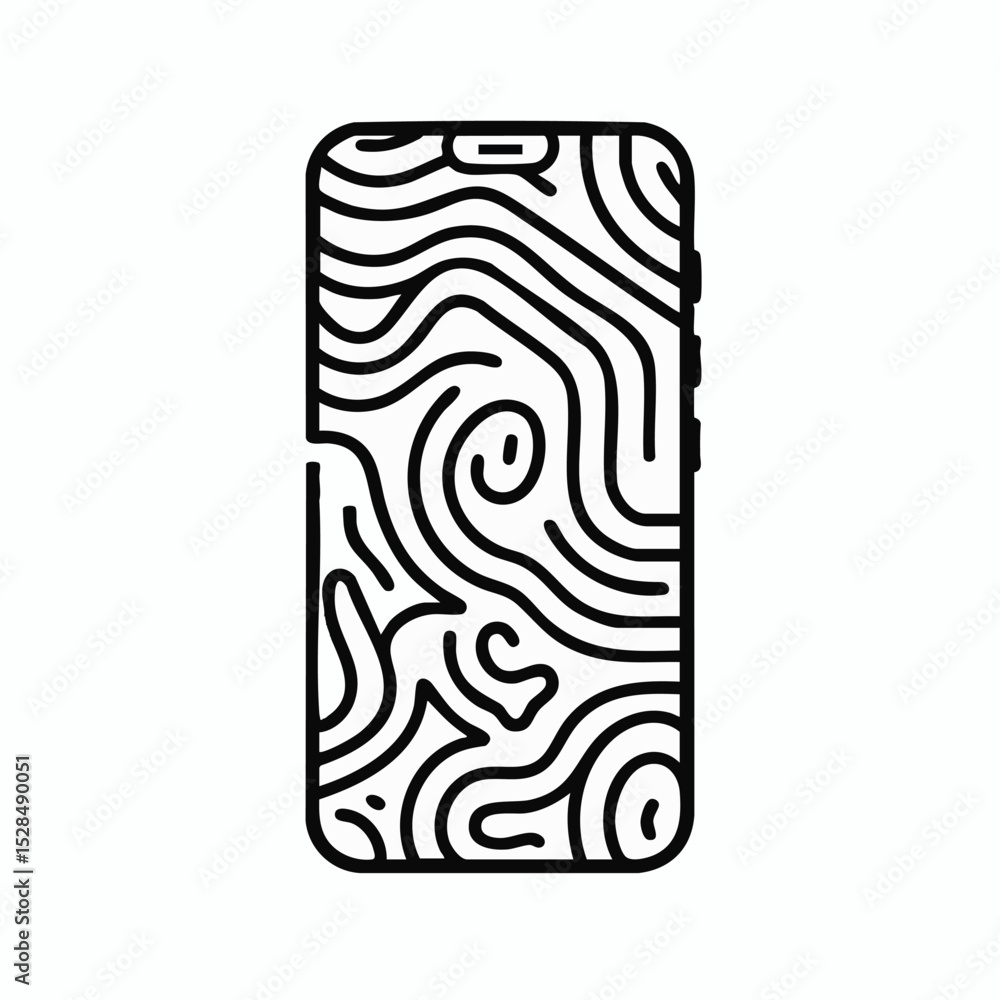 Poster line art of a smartphone screen with an abstract design