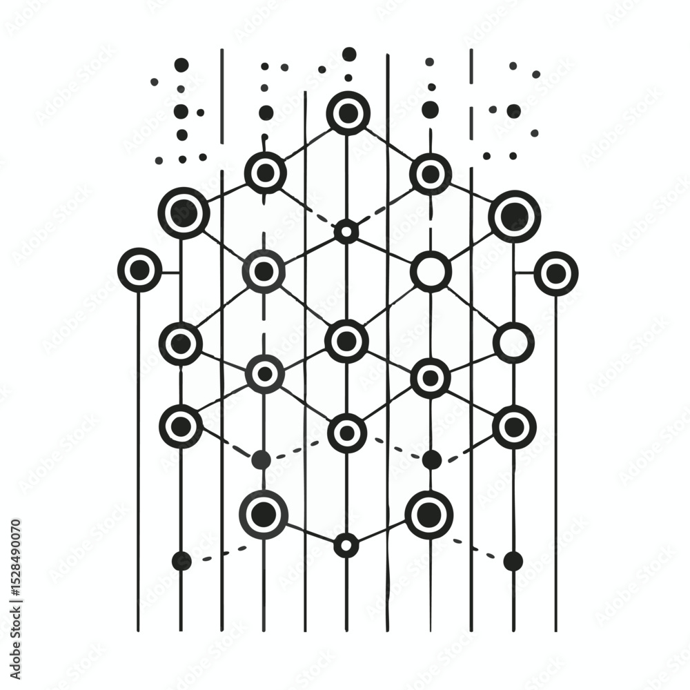 Aufkleber geometric pattern with circles dots and lines
