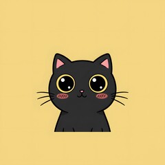 Adorable Black Kitty: A Cute Cartoon Cat Illustration