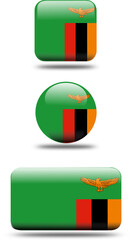Set of 3D Zambia Flags in Multiple Shapes and Styles