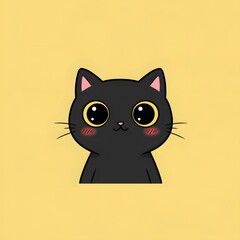 Adorable Black Kitten Illustration