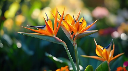 Exotic bird of paradise flowers create a tropical and vibrant aesthetic