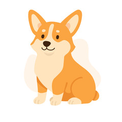 Welcoming illustration of a cheerful corgi, characterized by its distinct features and warm orange fur, showcasing happiness and playfulness.