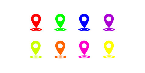 Red pin icon set, gps location icon vector illustration.
