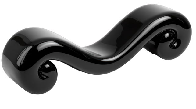 Shiny black scroll, curvy form