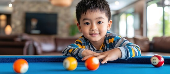 Young enthusiast's perspective on billiards, casual and engaging scene indoors