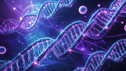 Luminous DNA Double Helix Microscopic View of Genetic Code