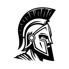 angry spartan warrior helmet logo character isolated drawing line style sketch classic vintage design illustration