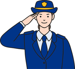 saluting female police drawn in svg vector image
