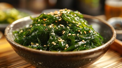 Vibrant seaweed salad with sesame seeds, a culinary journey to the ocean's depths