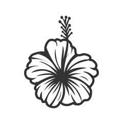 Minimal Hibiscus Outline - Simple Flower Line Art

