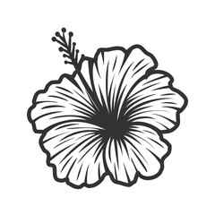 Hibiscus Silhouette Vector - Clean Monochrome Floral Art