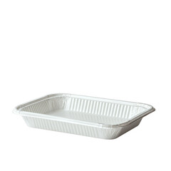Empty aluminum foil food tray isolated on transparent background