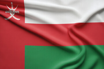 Waving Oman Flag Background, High-Resolution National Symbol, Vibrant Colors, Patriotic Fabric Texture