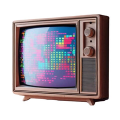 Vintage television set with colorful display retro tv old fashioned television technology and design receiver