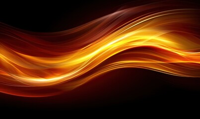 Abstract image of flowing, luminous, orange and red waves on a black background.  The waves are smooth and create a sense of movement and energy