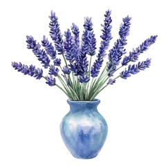 watercolor vector of A Lavender In A Vase, high quality, isolated on a white background.