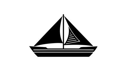 Simple black silhouette sailboat icon graphic