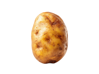 Single russet potato isolated on black background, Isolated On Transparent Background