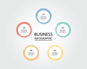 Business Infographic modern design template for banners and infographics for 5 circle step 