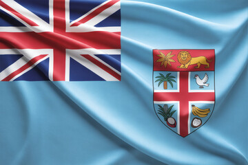 Fiji Flag Waving Flag Background, High-Resolution Image of the Fijian National Flag, Perfect for Patriotic Projects and Designs