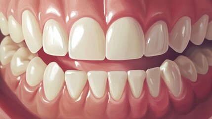 Close-up of healthy human teeth and gums.