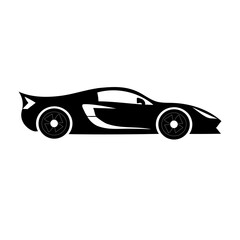 Sports car icon. Race vehicle symbol. Black sleek shape. Vector car illustration. © Дмитрий Погребняк