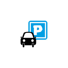 Parking sign icon. Car parking symbol. Blue sign detail. Vector parking illustration.