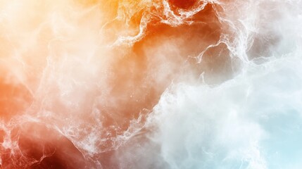 Fototapeta premium An artistic representation of swirling energy waves, merging warm oranges with cool blues and white, creating a dynamic and ethereal atmosphere filled with visual harmony.
